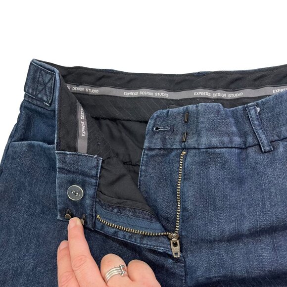 Express Jeans wide leg dark wash jeans women's sz 4 - Picture 2 of 8